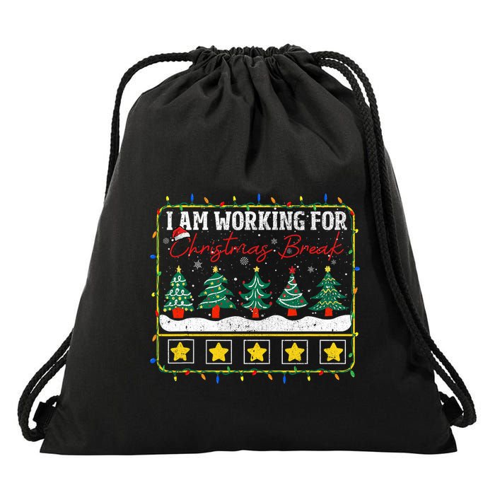 I Am Working For Christmas Break Teacher 5 Stars Drawstring Bag