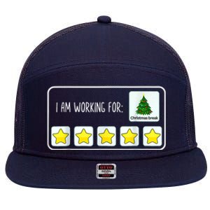 I Am Working For Christmas Break 7 Panel Mesh Trucker Snapback Hat