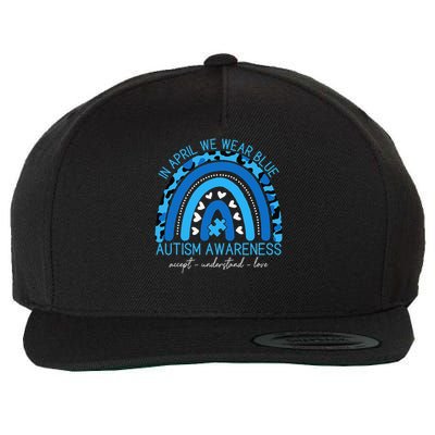 In April We Wear Blue Autism Awareness Cool Rainbow Autism Wool Snapback Cap