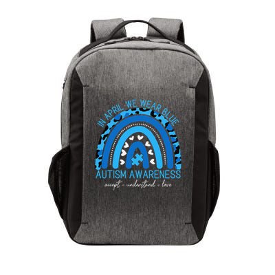 In April We Wear Blue Autism Awareness Cool Rainbow Autism Vector Backpack