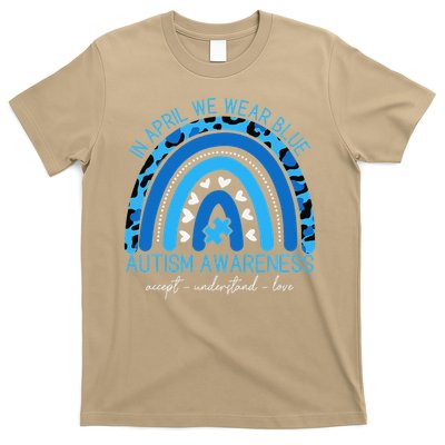 In April We Wear Blue Autism Awareness Cool Rainbow Autism T-Shirt