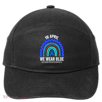 In April We Wear Blue Child Abuse Prevention Awareness 7-Panel Snapback Hat