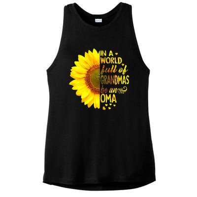 In A World Full Of Grandmas Be Oma Sunflower Ladies PosiCharge Tri-Blend Wicking Tank