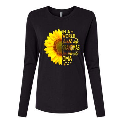 In A World Full Of Grandmas Be Oma Sunflower Womens Cotton Relaxed Long Sleeve T-Shirt