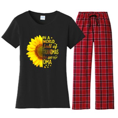 In A World Full Of Grandmas Be Oma Sunflower Women's Flannel Pajama Set