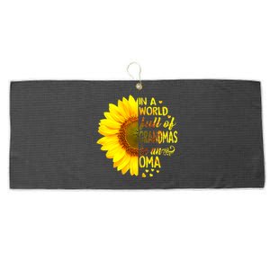 In A World Full Of Grandmas Be Oma Sunflower Large Microfiber Waffle Golf Towel