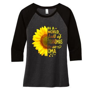 In A World Full Of Grandmas Be Oma Sunflower Women's Tri-Blend 3/4-Sleeve Raglan Shirt