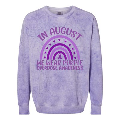 In August We Wear Purple Overdose Awareness Colorblast Crewneck Sweatshirt