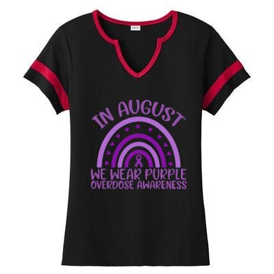 In August We Wear Purple Overdose Awareness Ladies Halftime Notch Neck Tee