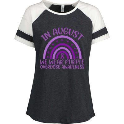 In August We Wear Purple Overdose Awareness Enza Ladies Jersey Colorblock Tee