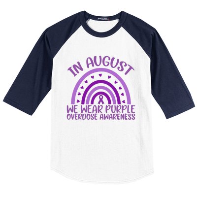 In August We Wear Purple Overdose Awareness Baseball Sleeve Shirt