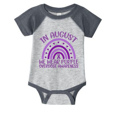 In August We Wear Purple Overdose Awareness Infant Baby Jersey Bodysuit