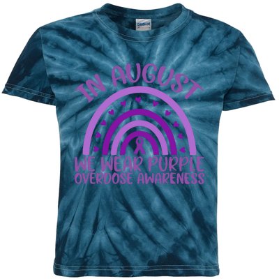 In August We Wear Purple Overdose Awareness Kids Tie-Dye T-Shirt