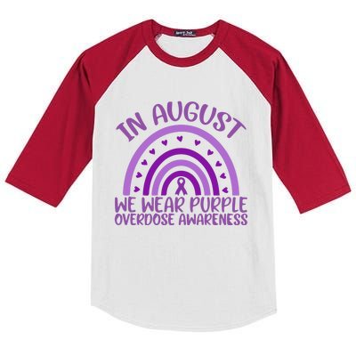 In August We Wear Purple Overdose Awareness Kids Colorblock Raglan Jersey