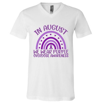 In August We Wear Purple Overdose Awareness V-Neck T-Shirt