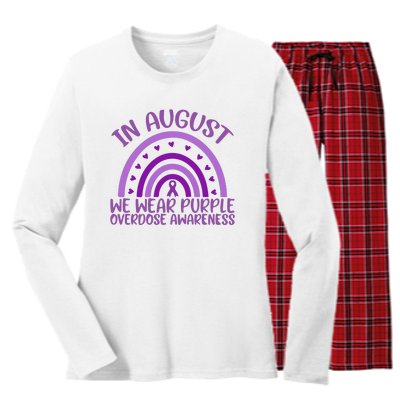 In August We Wear Purple Overdose Awareness Women's Long Sleeve Flannel Pajama Set 