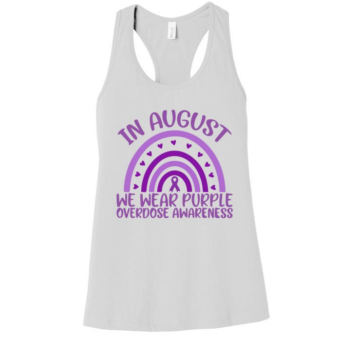 In August We Wear Purple Overdose Awareness Women's Racerback Tank