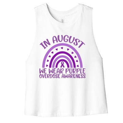 In August We Wear Purple Overdose Awareness Women's Racerback Cropped Tank