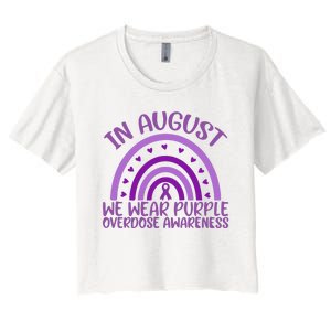 In August We Wear Purple Overdose Awareness Women's Crop Top Tee