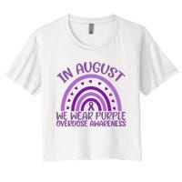 In August We Wear Purple Overdose Awareness Women's Crop Top Tee