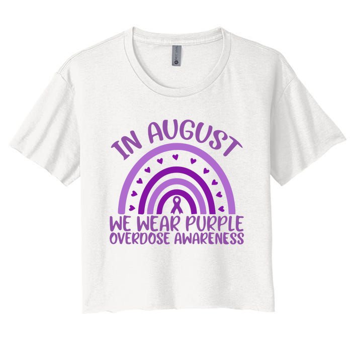 In August We Wear Purple Overdose Awareness Women's Crop Top Tee