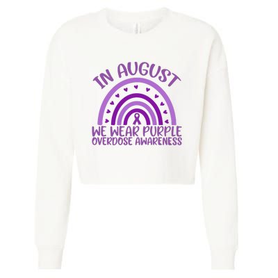 In August We Wear Purple Overdose Awareness Cropped Pullover Crew