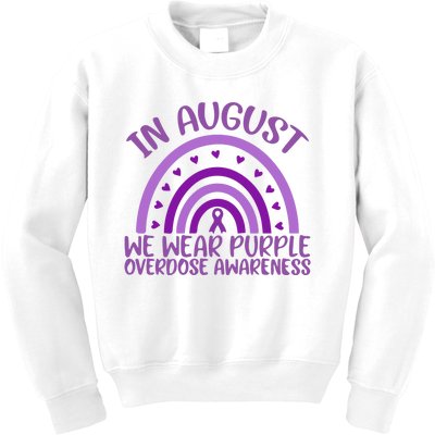 In August We Wear Purple Overdose Awareness Kids Sweatshirt