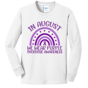 In August We Wear Purple Overdose Awareness Kids Long Sleeve Shirt