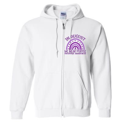 In August We Wear Purple Overdose Awareness Full Zip Hoodie