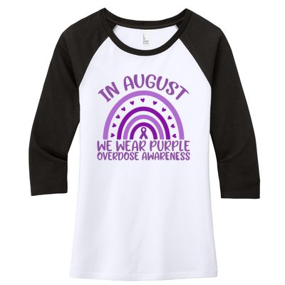 In August We Wear Purple Overdose Awareness Women's Tri-Blend 3/4-Sleeve Raglan Shirt