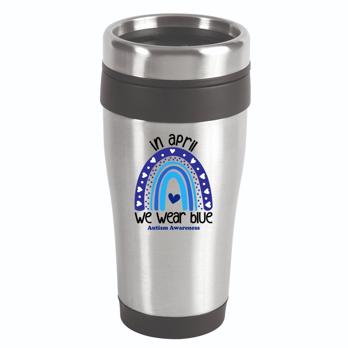 In April We Wear Blue Autism Awareness 16oz Travel Tumbler