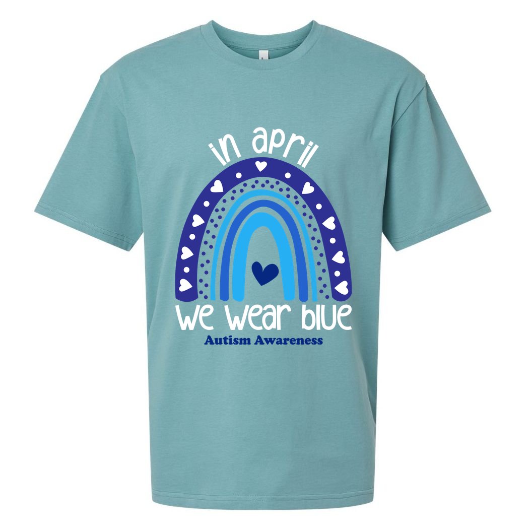 In April We Wear Blue Autism Awareness Sueded Cloud Jersey T-Shirt