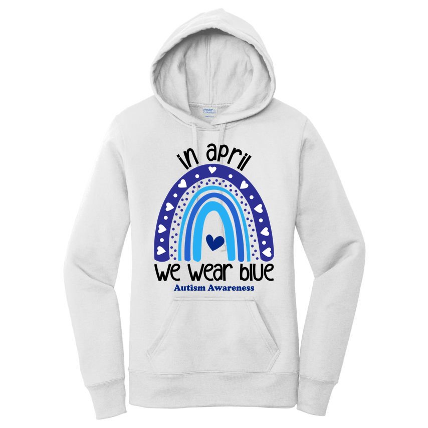 In April We Wear Blue Autism Awareness Women's Pullover Hoodie