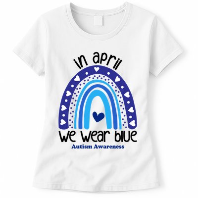 In April We Wear Blue Autism Awareness Womens T-Shirt