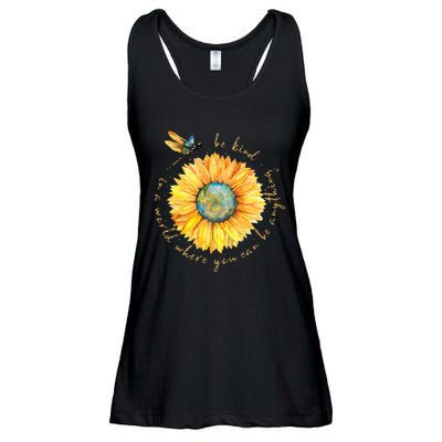 In A World Where You Can Be Anything Be Kind Sunflower Ladies Essential Flowy Tank