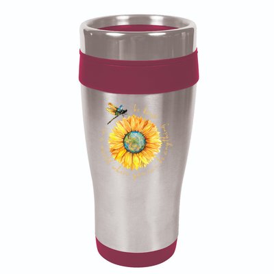 In A World Where You Can Be Anything Be Kind Sunflower 16oz Travel Tumbler