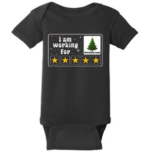 I Am Working For Christmas Break 5 Stars Xmas Tree Baby Bodysuit