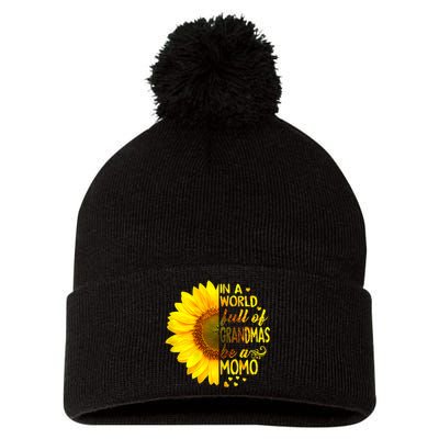 In A World Full Of Grandmas Be Momo Sunflower Pom Pom 12in Knit Beanie