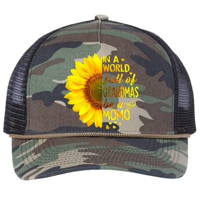 In A World Full Of Grandmas Be Momo Sunflower Retro Rope Trucker Hat Cap