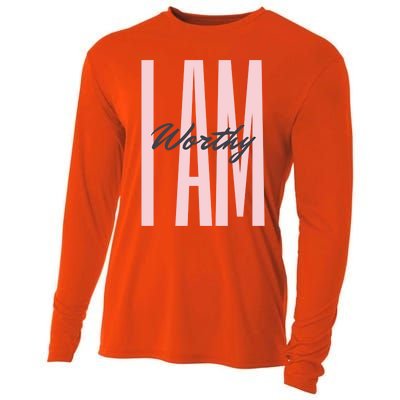 I Am Worthy Inspirational Funny Gift Cooling Performance Long Sleeve Crew