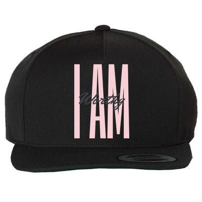 I Am Worthy Inspirational Funny Gift Wool Snapback Cap