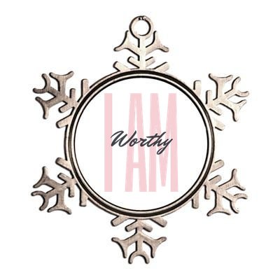 I Am Worthy Inspirational Funny Gift Metallic Star Ornament