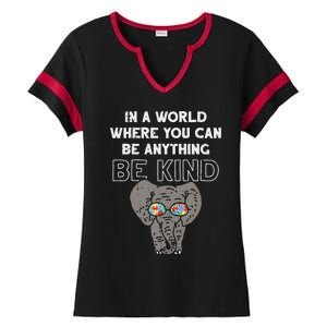 In A World Anything Be Kind Cute Autism Elephant Gift Ladies Halftime Notch Neck Tee