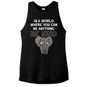 In A World Anything Be Kind Cute Autism Elephant Gift Ladies PosiCharge Tri-Blend Wicking Tank