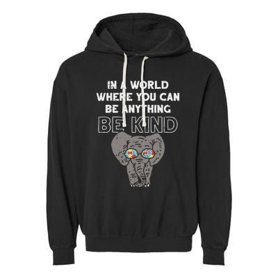 In A World Anything Be Kind Cute Autism Elephant Gift Garment-Dyed Fleece Hoodie