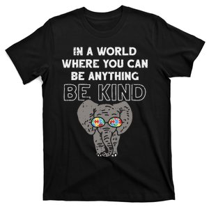 In A World Anything Be Kind Cute Autism Elephant Gift T-Shirt