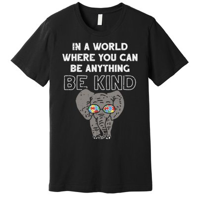 In A World Anything Be Kind Cute Autism Elephant Gift Premium T-Shirt