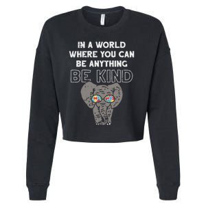 In A World Anything Be Kind Cute Autism Elephant Gift Cropped Pullover Crew