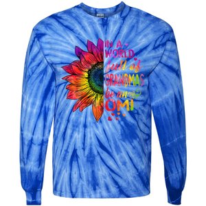 In A World Full Of Grandmas Be Omi Sunflower Christmas Gift Tie-Dye Long Sleeve Shirt