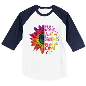 In A World Full Of Grandmas Be Omi Sunflower Christmas Gift Baseball Sleeve Shirt